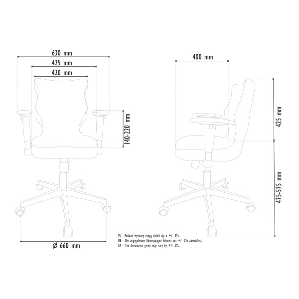 Ergonomiczny fotel biurowy beżowy Perto Poler VL26 rozmiar 6