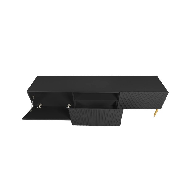 Szafka RTV LIZARD 200 cm - czarny mat / złote nóżki