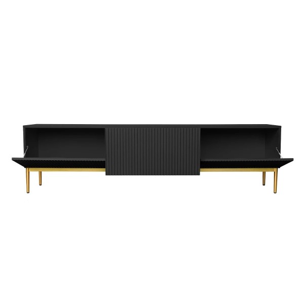 Szafka RTV LIZARD 200 cm - czarny mat / złote nóżki
