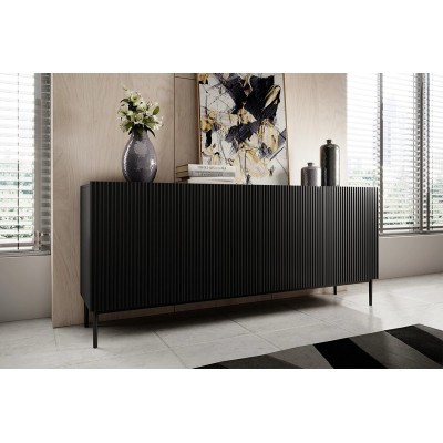Komoda NICOLE 200 cm - czarny mat / czarne nóżki