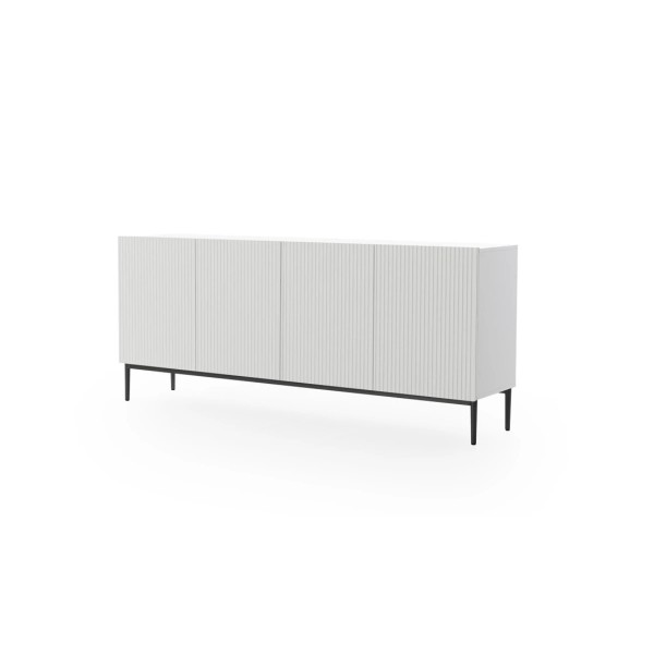 Komoda NICOLE 200 cm - biały mat / czarne nóżki
