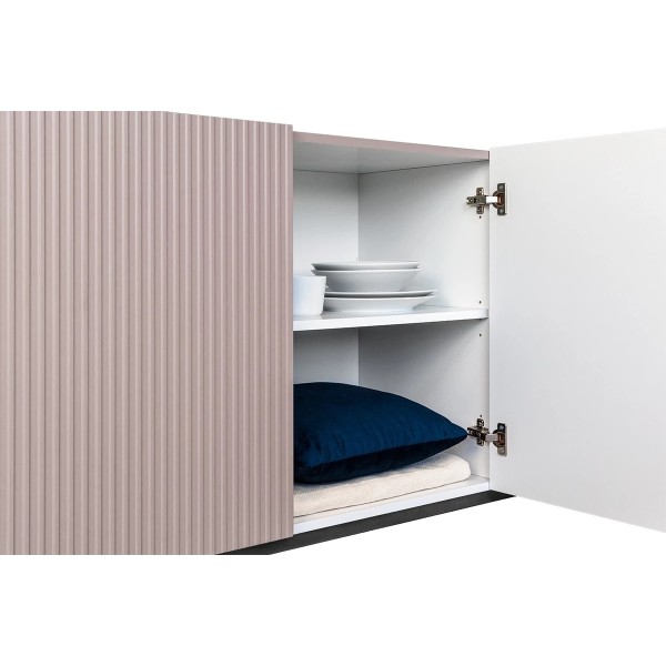 Komoda NICOLE 200 cm - antyczny róż MDF / czarne nóżki