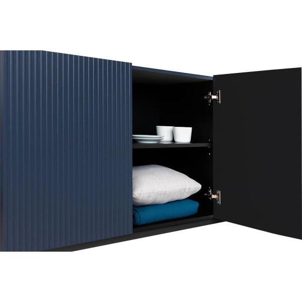 Komoda NICOLE 200 cm - granat MDF / czarne nóżki