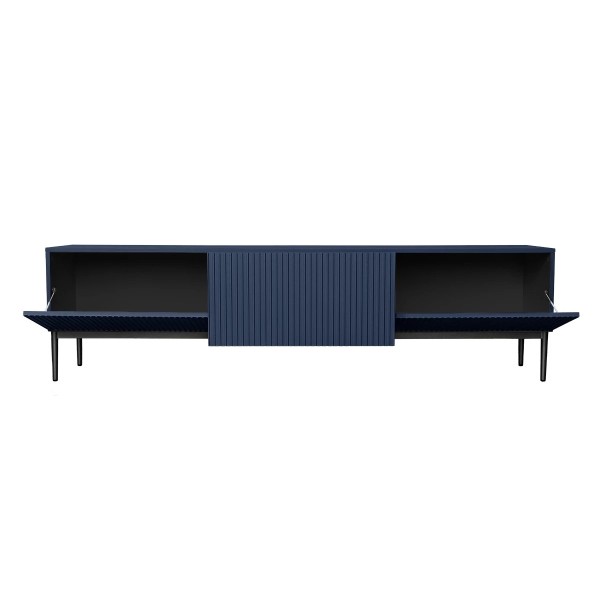 Szafka RTV NICOLE 200 cm - granat MDF / czarne nóżki