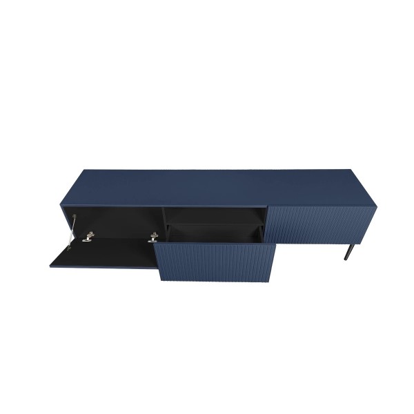 Szafka RTV NICOLE 200 cm - granat MDF / czarne nóżki