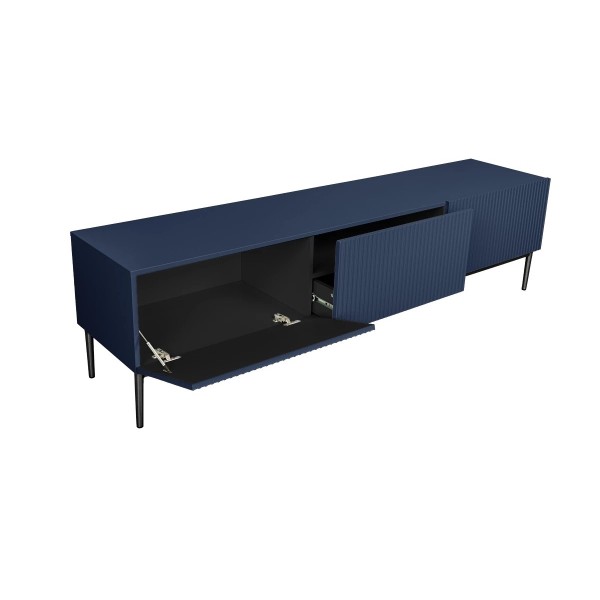 Szafka RTV NICOLE 200 cm - granat MDF / czarne nóżki