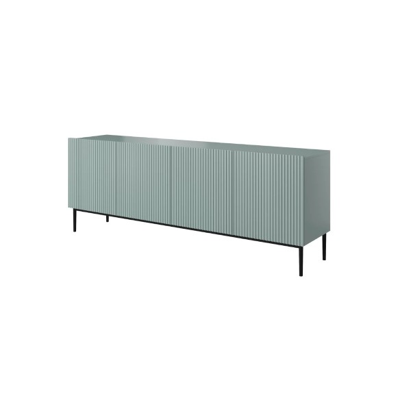 Komoda NICOLE 200 cm - szałwia MDF / czarne nóżki