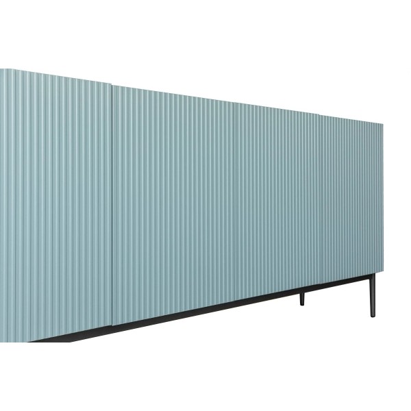 Komoda NICOLE 200 cm - szałwia MDF / czarne nóżki