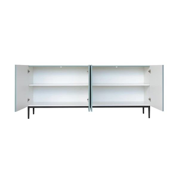 Komoda NICOLE 200 cm - szałwia MDF / czarne nóżki