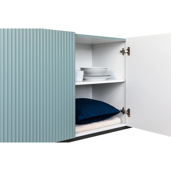 Komoda NICOLE 200 cm - szałwia MDF / czarne nóżki