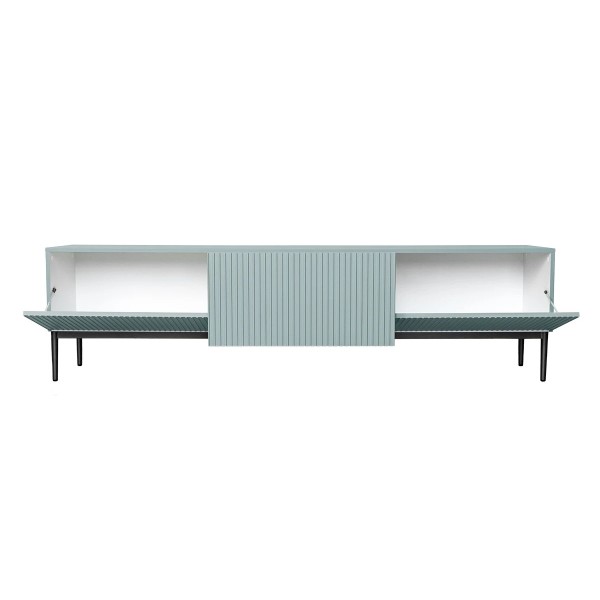 Szafka RTV NICOLE 200 cm - szałwia MDF / czarne nóżki