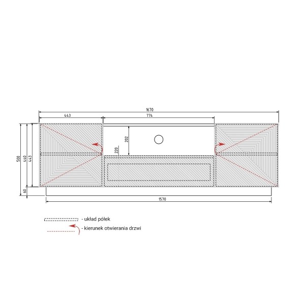 Szafka pod telewizor ASHA 167cm - dąb artisan + rivier stone mat