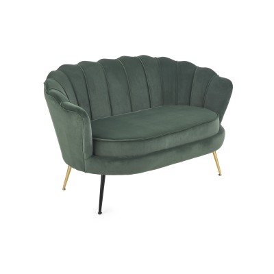 Sofa muszelka 2 osobowa AMORINITO XL ciemny zielony + złoty Halmar