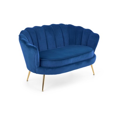Sofa muszelka 2 osobowa AMORINITO XL granatowy + złoty Halmar