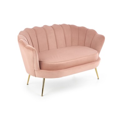 Sofa muszelka 2 osobowa AMORINITO XL jasny różowy + złoty Halmar
