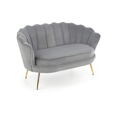 Sofa muszelka 2 osobowa AMORINITO XL szary (popielaty) + złoty Halmar