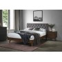 Łóżko drewniane z tapicerowanym zagłówkiem CASSIDY orzech + szary Halmar