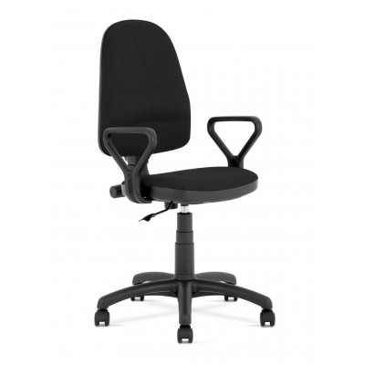 Krzesło na kółkach z podłokietnikami BRAVO czarny OBAN EF019 Nowy Styl