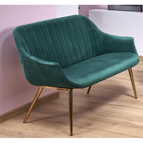 ELEGANCE 2 XL sofa tapicerka - ciemny zielony, nogi - złote