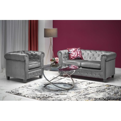 Fotel chesterfield ERIKSEN szary (popielaty) Halmar