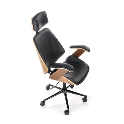 Fotel biurowy designerskiI IGNAZIO orzechowy + czarny Halmar