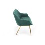 Mała sofa glamour ELEGANCE 2 XL ciemny zielony + złoty Halmar