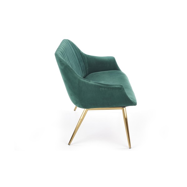 Mała sofa glamour ELEGANCE 2 XL ciemny zielony + złoty Halmar