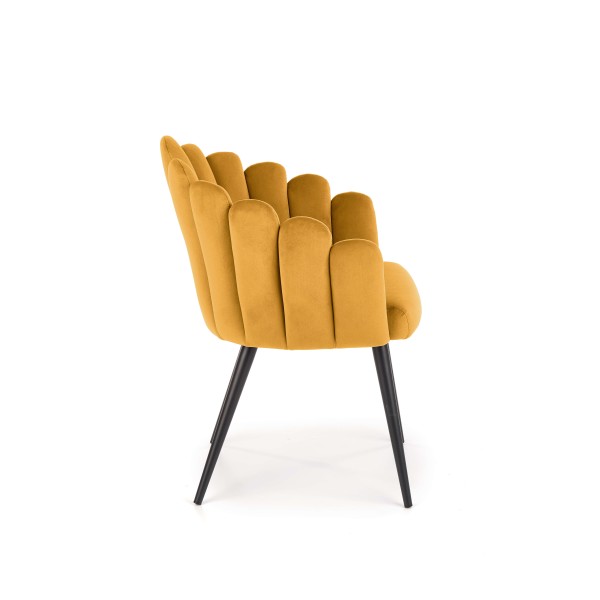 K410 krzesło musztardowy velvet (1p1szt)Krzesła metalowe 