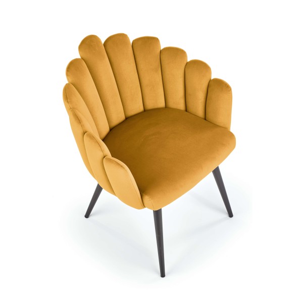 K410 krzesło musztardowy velvet (1p1szt)Krzesła metalowe 