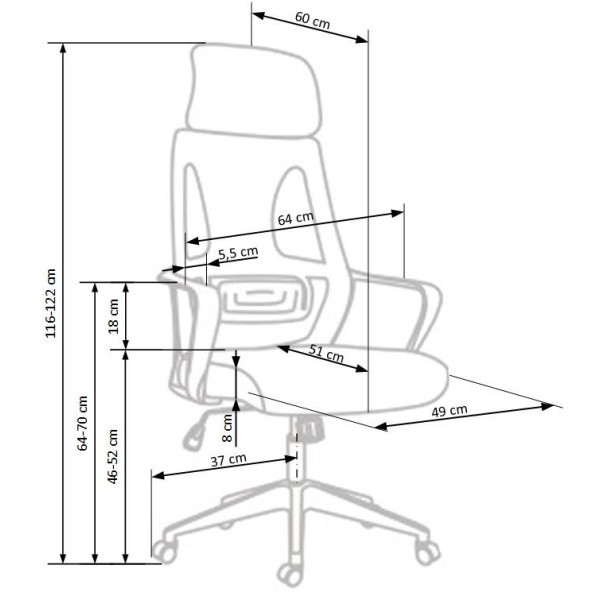Ergonomiczne fotele biurowe VALDEZ popiel Halmar