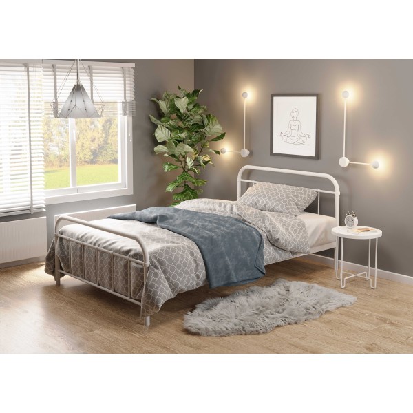 Łóżko metalowe białe LINDA 90x200 Halmar