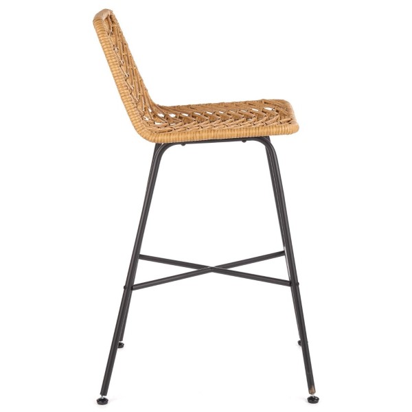 Hoker rattanowy z oparciem H97 naturalny + czarny Halmar