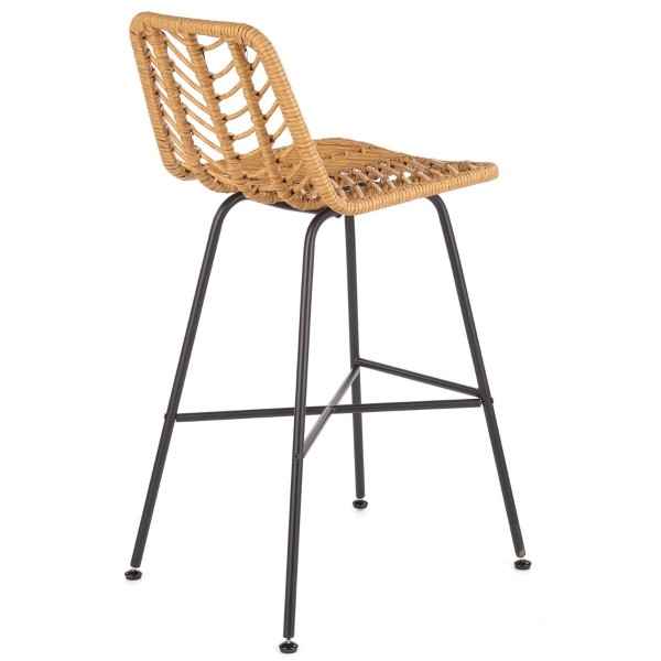 Hoker rattanowy z oparciem H97 naturalny + czarny Halmar
