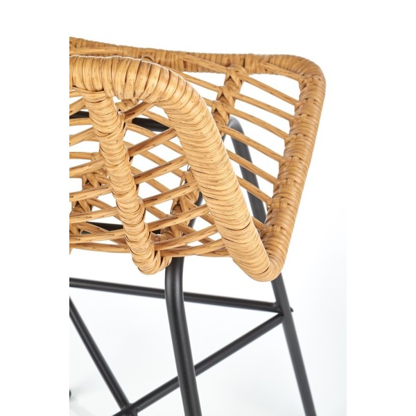 Hoker rattanowy z oparciem H97 naturalny + czarny Halmar