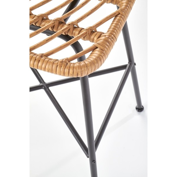 Hoker rattanowy z oparciem H97 naturalny + czarny Halmar