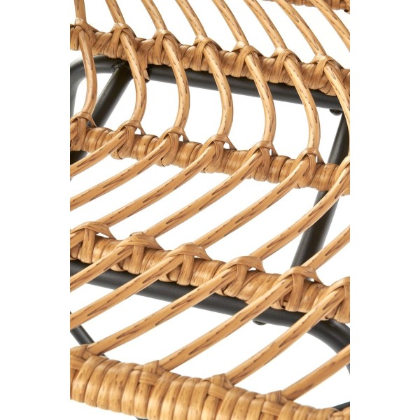 Hoker rattanowy z oparciem H97 naturalny + czarny Halmar
