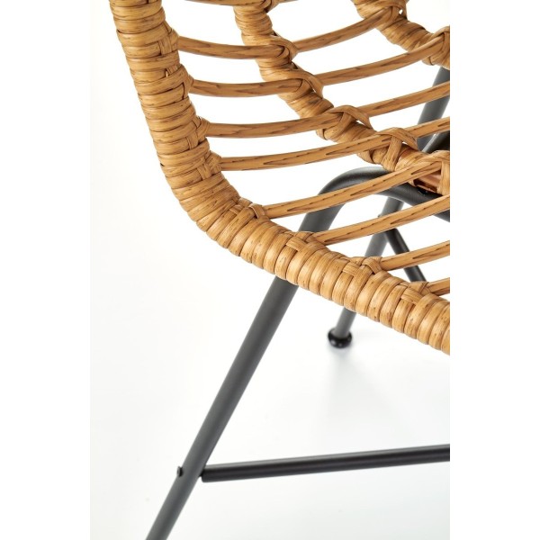Hoker rattanowy z oparciem H97 naturalny + czarny Halmar