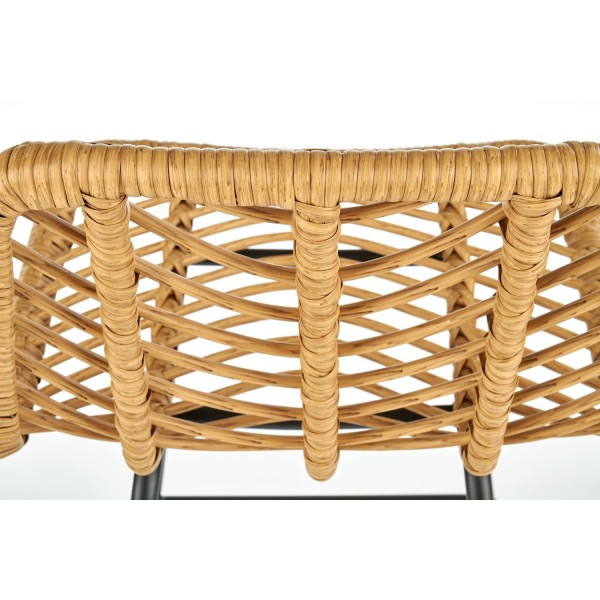 Hoker rattanowy z oparciem H97 naturalny + czarny Halmar