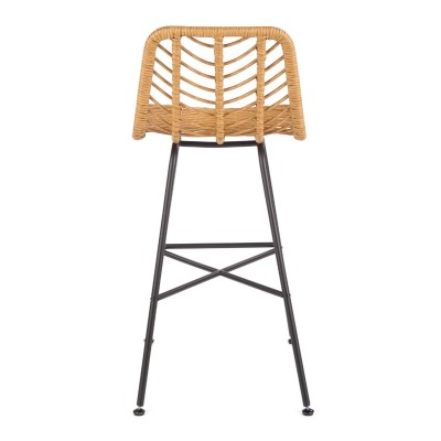 Hoker rattanowy z oparciem H97 naturalny + czarny
