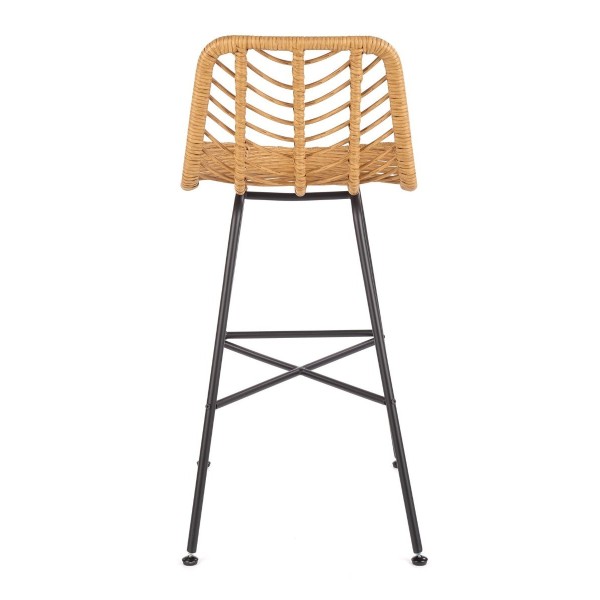 Hoker rattanowy z oparciem H97 naturalny + czarny