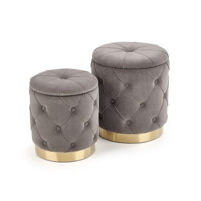 POLLY zestaw 2 puf, popiel