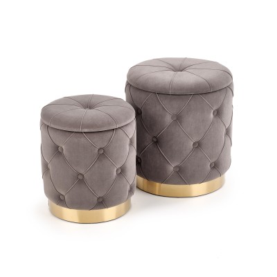 POLLY zestaw 2 puf, popiel