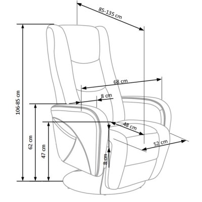 Fotel z funkcją masażu popielaty PULSAR 2 recliner Halmar