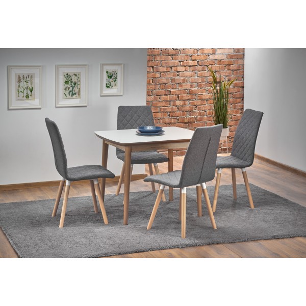 BARRET stół kolor blat - biały mat, nogi - dąb lefkas (90-190x80x75 cm) (1p1szt)Stoły szklane i mdf 