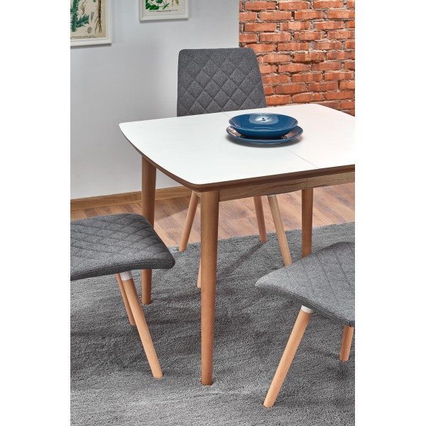 BARRET stół kolor blat - biały mat, nogi - dąb lefkas (90-190x80x75 cm) (1p1szt)Stoły szklane i mdf 