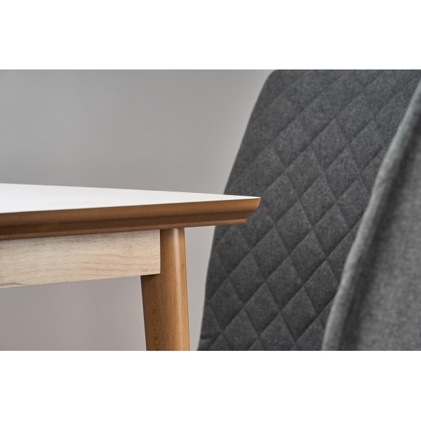 BARRET stół kolor blat - biały mat, nogi - dąb lefkas (90-190x80x75 cm) (1p1szt)Stoły szklane i mdf 