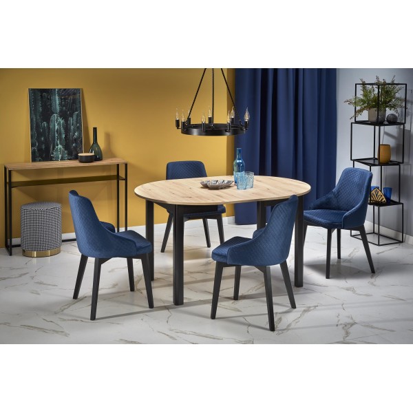RINGO stół kolor blat dąb artisan, nogi - czarny (102-142x102x76 cm) (2p1szt)Stoły szklane i mdf 