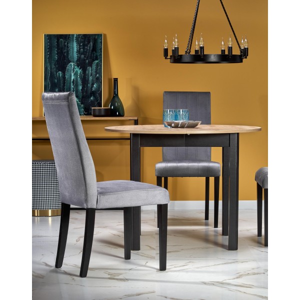 RINGO stół kolor blat dąb artisan, nogi - czarny (102-142x102x76 cm) (2p1szt)Stoły szklane i mdf 