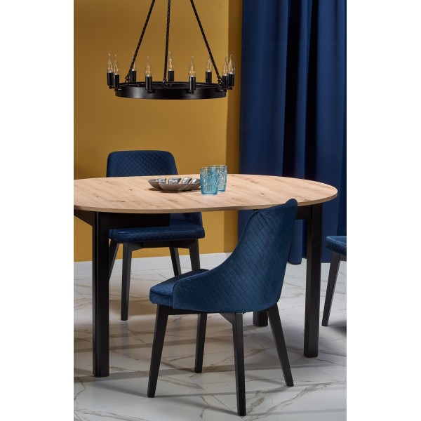 RINGO stół kolor blat dąb artisan, nogi - czarny (102-142x102x76 cm) (2p1szt)Stoły szklane i mdf 