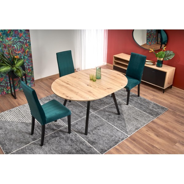 RUBEN stół kolor blat - dąb artisan, nogi - czarny (102-142x102x75 cm) (2p1szt)Stoły szklane i mdf 